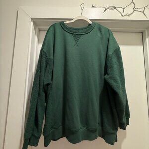 AERIE Green Crewneck Fleece Sweater